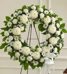 Serene Blessings Standing Wreath - White Flower Power, Florist Davenport FL